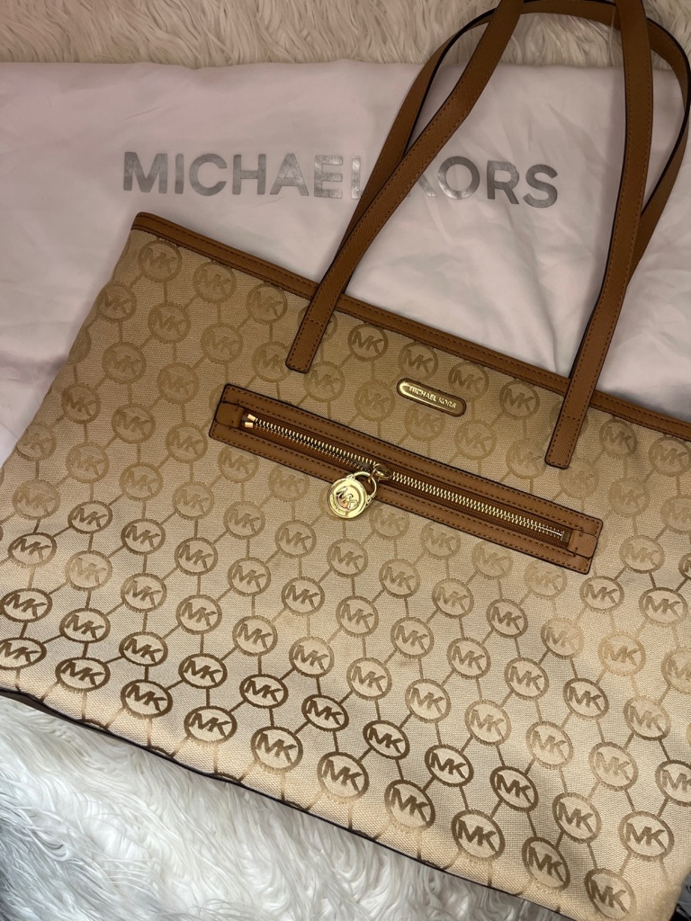 MICHAEL Michael Kors Beige & Tan Logo canvas tote